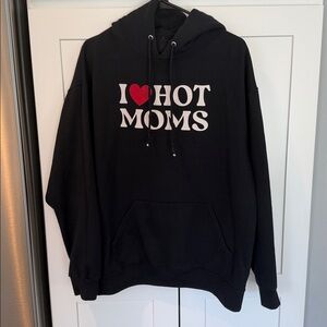 Black Hoodie with "I ❤️ HOT MOMS" Graphic